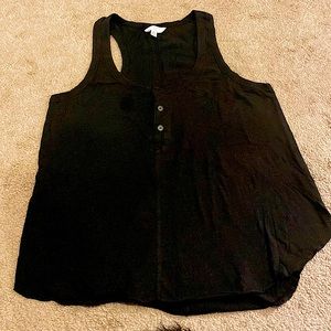 Black Button Curve Hemmed Tank Size Medium